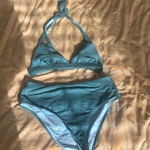 Cupshe Teal Textured Bikini Set